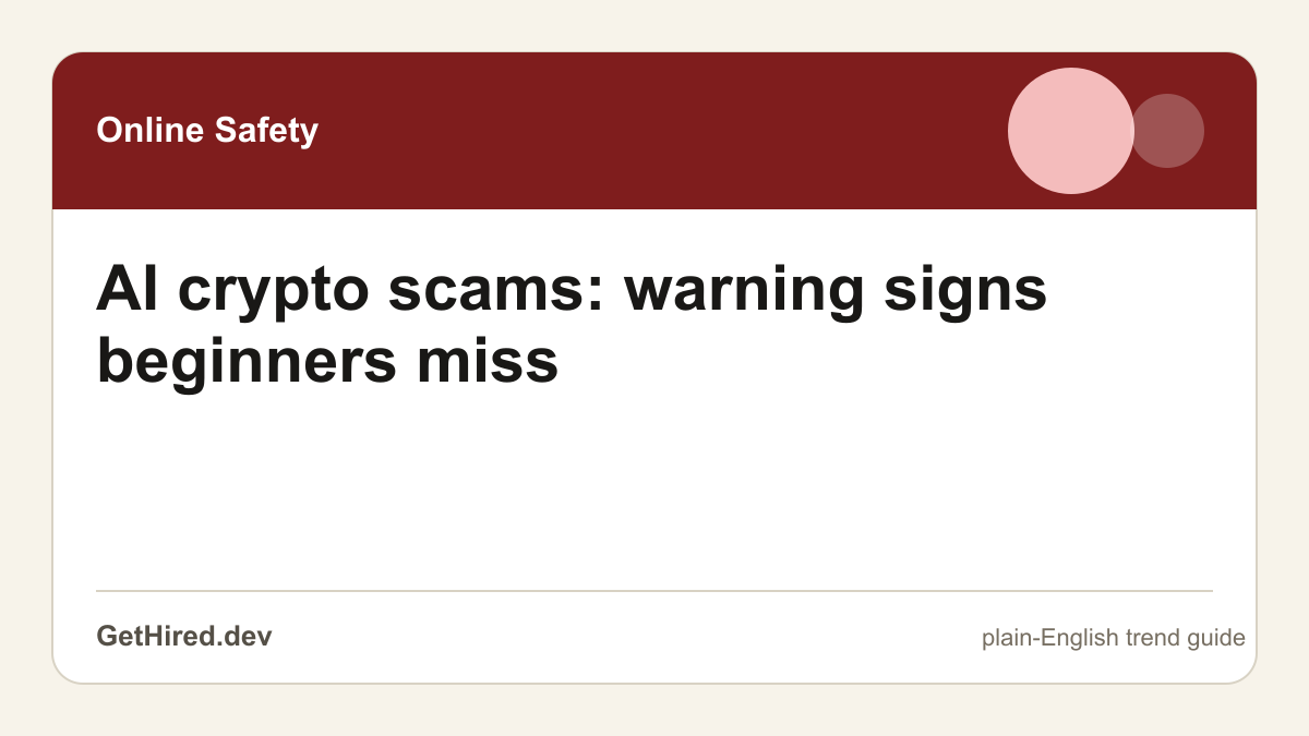 AI crypto scams: warning signs beginners miss editorial illustration