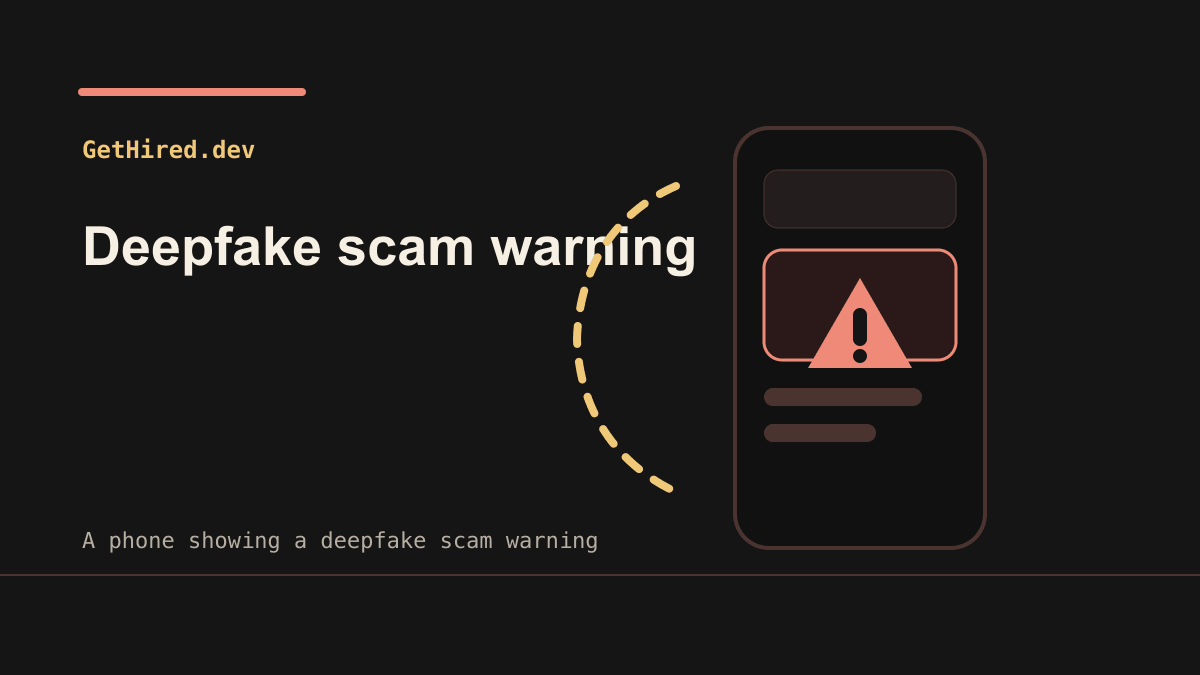 A phone showing a deepfake scam warning