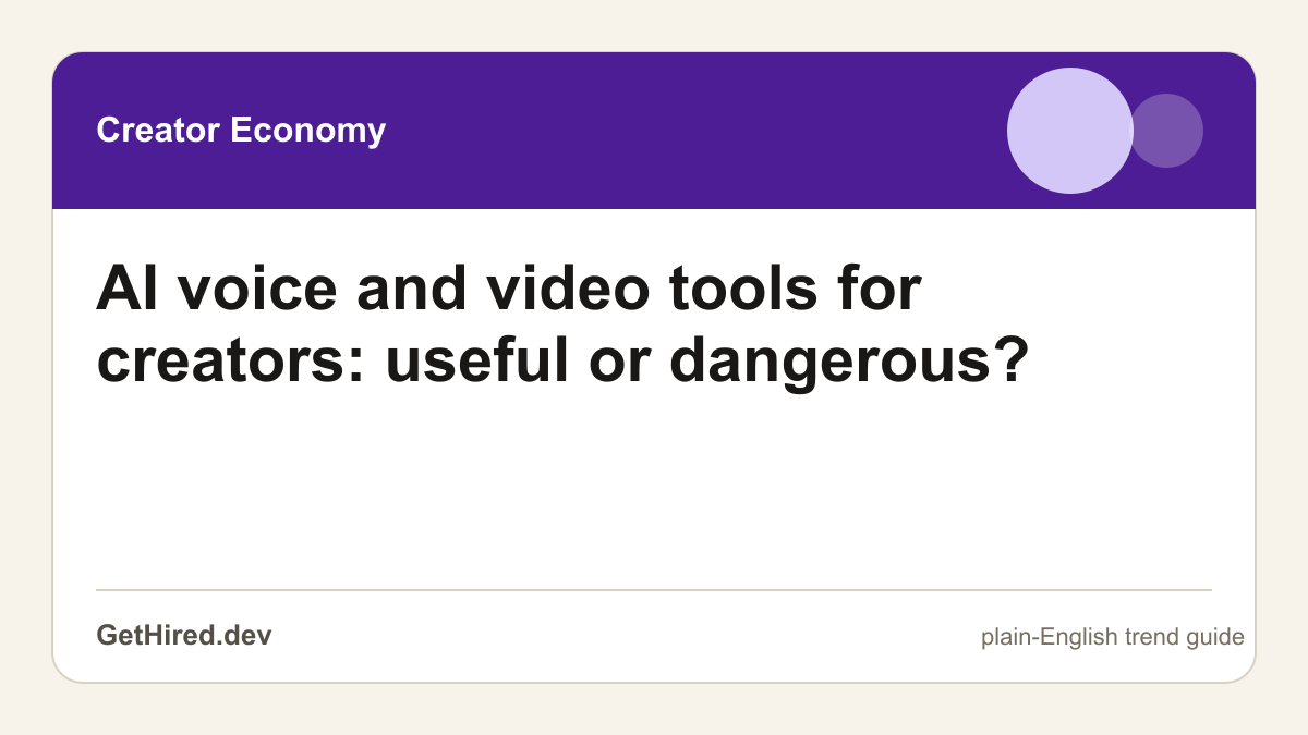 AI voice and video tools for creators: useful or dangerous? editorial illustration