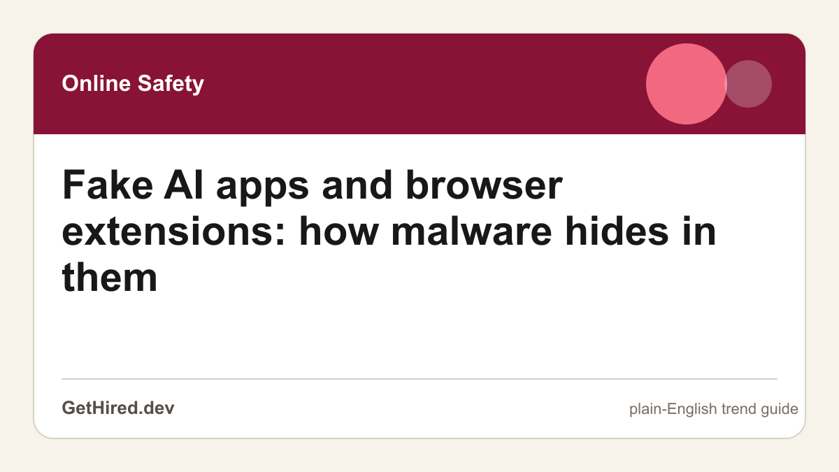 Fake AI apps and browser extensions: how malware hides in them editorial illustration