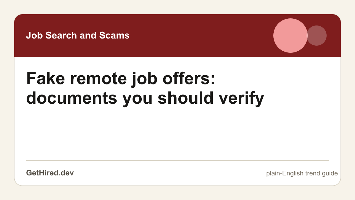 Fake remote job offers: documents you should verify editorial illustration