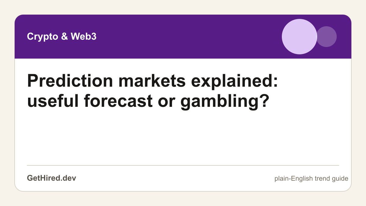 Prediction markets explained: useful forecast or gambling? editorial illustration