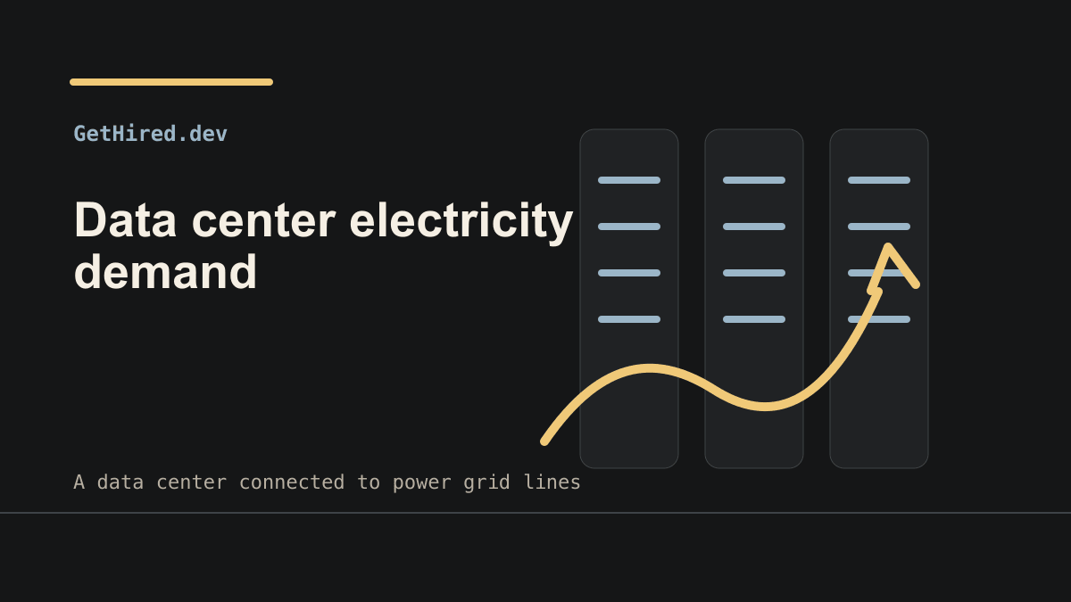 A data center connected to power grid lines